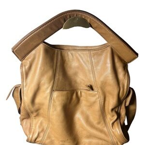 Maje Tan Leather Shoulder Bag